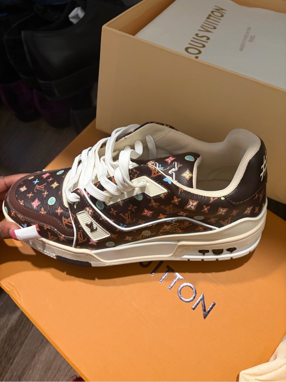 Louis Vuitton Brown Monogram Multicolor Accent Women's Sneakers